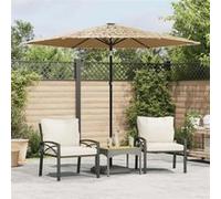 vidaXL Parasol avec LED et mât en acier brun 268x268x226 cm