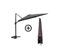 Concept Usine Parasol déporté CESARE 3x4 m rotatif gris + housse
