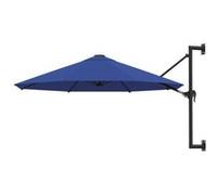 vidaXL Parasol mural 300 cm avec mât métallique Bleu