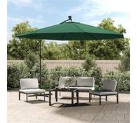 vidaXL Parapluie avec éclairage LED et mât métallique 350 cm Vert