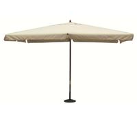 Parasol d'extérieur 3 x 3 m avec mât central en bois et toile à bordure « Arlecchino » - Beige