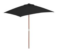 Parasol D'extérieur Avec Mât En Bois 150 X 200 Cm Noir Helloshop26 02_0008257 Multicolore