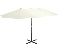 Parasol d'extérieur et poteau en aluminium 460x270 cm sable
