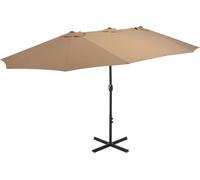 Parasol d'extérieur et poteau en aluminium 460x270 cm taupe