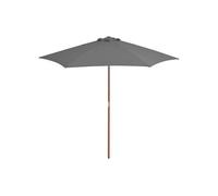 Parasol d'Extérieur Mât en Bois 270 cm Anthracite Jardin Plage Terrasse 44515