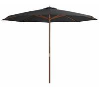 Parasol d'extérieur - Parasol de jardin - 350 x 240 cm - Rectangulaire - Mât en bois - Toile en polyester - Noir