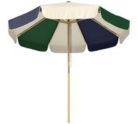 Parasol d'extérieur - Parasol de jardin et de terrasse, diamètre 2,3 m - Structure imitation bois - Système de tirage par corde et poulie - Toile bicolore - Protection UV UPF 30+ - Vert foncé