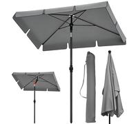 Parasol d'extérieur - Parasol rectangulaire pour terrasse - Mécanisme d'inclinaison à 30° - Grande surface d'ombrage - Étui de rangement - Gris