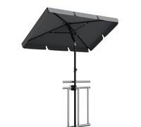 Parasol d'extérieur - Parasol rectangulaire - UPF 50+ - Hauteur réglable, mât télescopique - Piquet de fixation au sol - Polyester enduit de PA, armature en fer - Gris