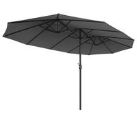 Parasol double 460 x 270 cm, très grand parasol, parasol de jardin, protection UV jusqu'à UPF 50+, parasol de terrasse, avec manivelle, pour le jardin, le balcon, l'extérieur, sans pied, gris ardoise 