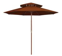 Parasol Double Avec Mât En Bois Terre Cuite 270 Cm Helloshop26 02_0008444 Multicolore