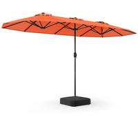 Parasol double COSTWAY 400 x 200 cm avec pied et manivelle, grand parasol XXL, indice de protection solaire UPF 50+, parasol de jardin, parasol de terrasse, parasol de marché, couleur orange