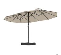 Parasol Double de Jardin 470x285cm Rectangulaire - COSTWAY - Base et 2 Sac à Sable (Sans Sable) - 12 Baleines Robustes - Beige