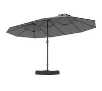 Parasol Double de Jardin 470x285cm Rectangulaire - COSTWAY - Base et 2 Sac à Sable (Sans Sable) - 12 Baleines Robustes - Gris