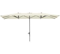 Parasol double Fortuna Lai avec manivelle 451 x 264 cm, protection UV 50+, résistant au vent, parasol de jardin, parasol de balcon, parasol en aluminium, parasol de marché, protection solaire pour bal