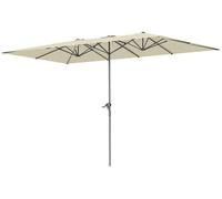 Parasol double Outsunny avec manivelle, 451 x 264 cm, protection UV 50+, blanc crème
