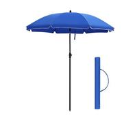 Parasol Droit Diamètre 160 Cm Uv 50+ Nervures En Fibre De Verre Toile Polyester Inclinable Sac De Transport Terrasse Jardin Balcon Plage Bleu Helloshop26 12_0001648 Multicolore