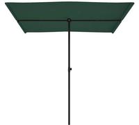 Parasol droit en mousse d'aluminium - 200 x 150 cm - Vert - Mât en aluminium - Réglable en hauteur et pivotant à 180° - Résistant aux UV et inclinable - Idéal pour le balcon et le jardin