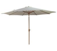 Parasol droit HAPUNA rond 3,30m de diamètre beige et effet bois