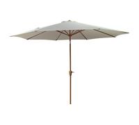 Parasol droit HAPUNA rond 3,30m de diamètre beige et effet bois