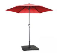 Parasol droit inclinable 3m et 4 dalles à lester remplissables rouge - Oviala Matera