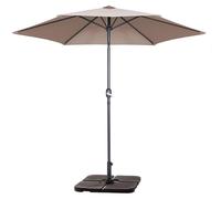 Parasol droit inclinable 3m et 4 dalles à lester remplissables taupe - Oviala Matera