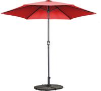 Parasol droit inclinable 3m et 4 dalles lestées aluminium rouge - Oviala Matera