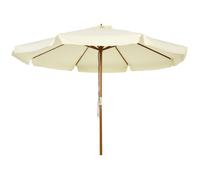 Outsunny Parasol droit rond Parasol balcon grande taille de jardin Ø 3 m bois de bambou beige