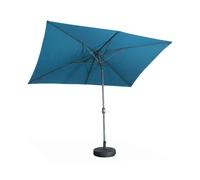 Parasol droit rectangulaire 2x3m - Touquet Bleu canard - mât central en aluminium orientable et manivelle d'ouverture