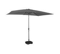 Parasol droit rectangulaire 2x3m - Touquet gris - mât central en aluminium orientable et manivelle d'ouverture