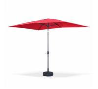 Parasol droit rectangulaire 2x3m - Touquet Rouge - mât central en aluminium orientable et manivelle d'ouverture