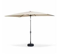 Parasol droit rectangulaire 2x3m - Touquet Sable - mât central en aluminium orientable et manivelle d'ouverture
