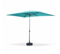 Parasol droit rectangulaire 2x3m - Touquet Turquoise - mât central en aluminium orientable et manivelle d'ouverture