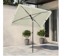 Parasol droit rectangulaire inclinable beige 198x130 cm - Aluminium et polyester haute densité