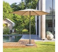 Parasol droit rond ""Soya"" taupe D2,7m en acier - Hespéride