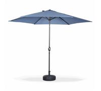 Parasol droit rond Ø300cm - Touquet Bleu grisé - mât central en aluminium orientable et manivelle d'ouverture