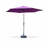 Parasol droit rond Ø300cm - Touquet Prune - mât central en aluminium orientable et manivelle d'ouverture