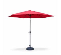 Parasol droit rond Ø300cm - Touquet Rouge - mât central en aluminium orientable et manivelle d'ouverture
