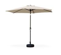 Parasol droit rond Ø300cm - Touquet Sable - mât central en aluminium orientable et manivelle d'ouverture
