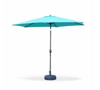 Alice's Garden - Parasol droit rond Ø300cm - Touquet Turquoise - mât central en aluminium orientable et manivelle d'ouverture