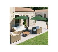 vidaXL Parasol double avec mât en acier 600x300 cm vert