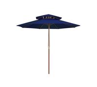 vidaXL Parasol avec double toit et mât en bois bleu 270 cm