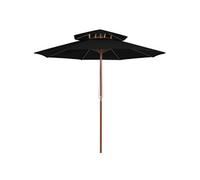 vidaXL Parasol avec double toit et mât en bois noir 270 cm