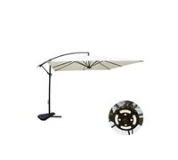 Parasol ecru déporté carré 3 x 3 m led SOLENZARA