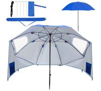 Parasol Eikuavon 210 cm, indice UPF 50+, parasol de plage portable, inclinable et hydrofuge, pour la plage, le balcon, le jardin et les vacances – Bleu