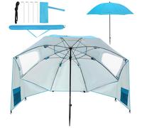 Parasol Eikuavon 210 cm, indice UPF 50+, parasol de plage portable, inclinable et hydrofuge, pour la plage, le balcon, le jardin et les vacances, bleu ciel