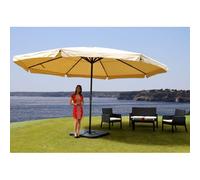 Parasol En Aluminium Meran Pro, Gastronomie, Marché, Avec Volant, Ø 5m Crème Avec Pied Gris