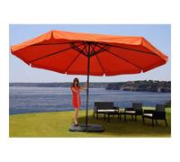 Parasol En Aluminium Meran Pro, Gastronomie, Marché, Avec Volant, Ø 5m Terre Cuite Avec Pied Orange