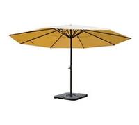 Parasol en aluminium Meran Pro, sans volant, Ø 5m crème avec pied Beige G