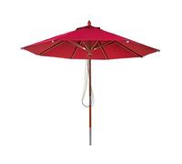 Parasol En Bois Hwc-C57, Parasol De Jardin, Polyester/Bois 14kg, Corde Ronde Ø3m Antichocs Bordeaux Rouge